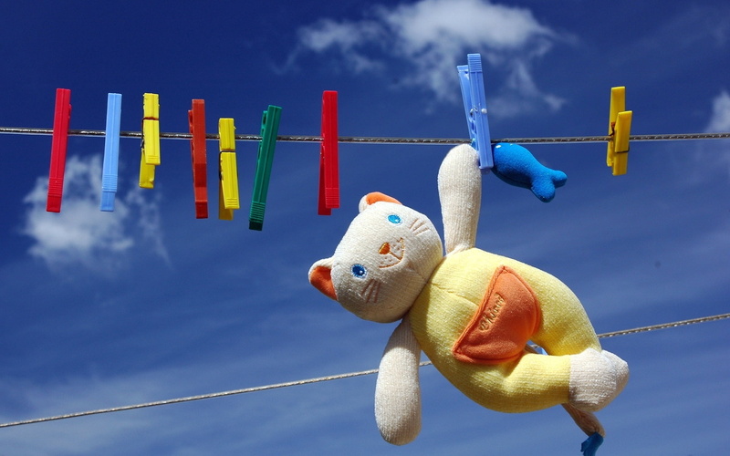blue, cloud - sky, creativity, nature, rope, plush, animal representation, animal, day, backgrounds, sky, dry, 1080P, clothespin, teddy bear, summer, multi Colored