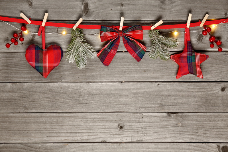 no people, wall, wood, ribbon, decor, New Year, christmas tree, event, white, clothespins, holiday, Christmas, wood - material, plaid, Merry, hanging, gift