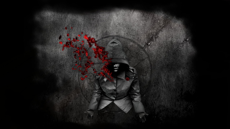 dark, 1080P, headshot, person, halloween, portrait, fashion, bizarre, hooded, studio shot, make-up, horror, button, rose, vampire, Photoshop, women, Supernatural