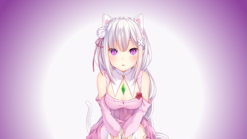 Anime girl, 4K, Emilia, 4K, ReZero