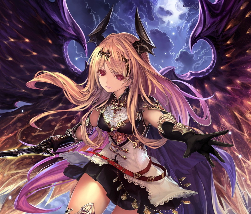 Wings, Red Eyes, hair, looking at camera, Video Game, young adult, Horns, real people, lifestyles, long hair, three quarter length, clothing, young women