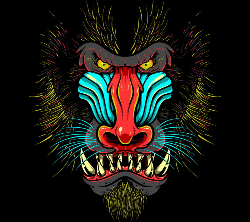 gorilla, art, rage, face, 1080P