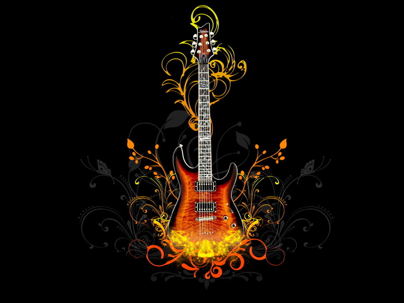 guitar, hd, burst, 720P, orange, music, electric