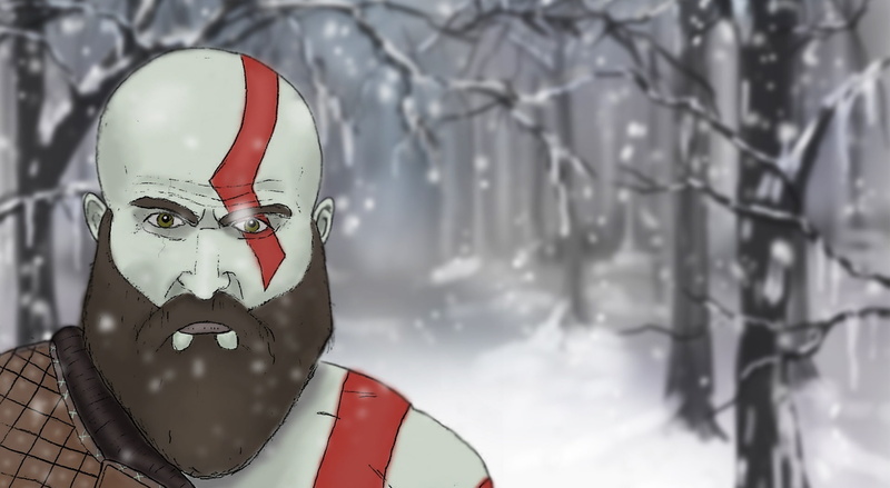 obscured face, human representation, representation, God Of War, focus on foreground, cold temperature, day, godofwar, 1080P, nature, painting, outdoors