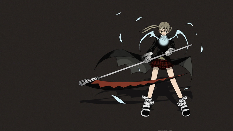 Soul Eater, manga, 1080P, scythe, short skirt, Maka Albarn, anime, schoolgirl, fantasy weapon, long hair