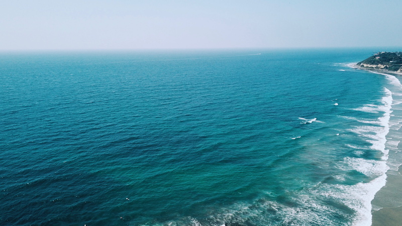 non-urban scene, travel, scenics - nature, idyllic, outdoors, surfers, water, horizon over water, sea, united states, ocean, land, waves, encinitas, day