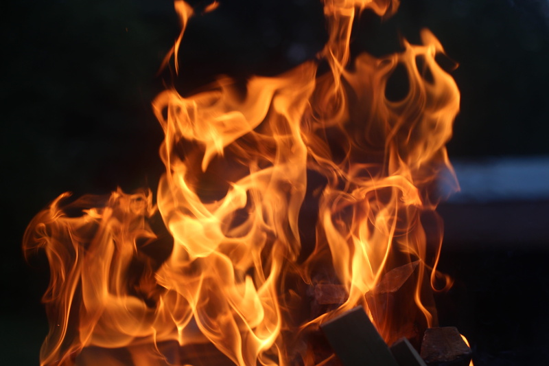 close-up, warning sign, blaze, burning, orange color, night, Fire, embers, yellow, motion, pyre, 5K, summer, flame, bonfire, heat - temperature, ignition