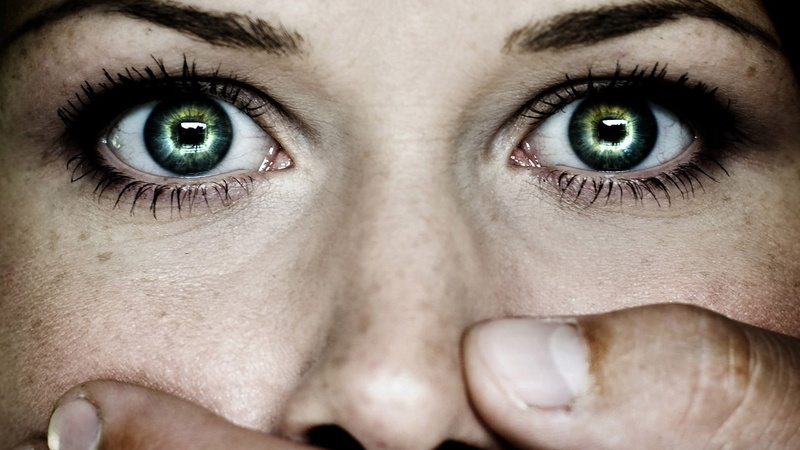 close-up, body part, looking at camera, adult, eyebrow, human face, eyelash, face, portrait, green eyes, iris - eye, beautiful woman, women, aggression