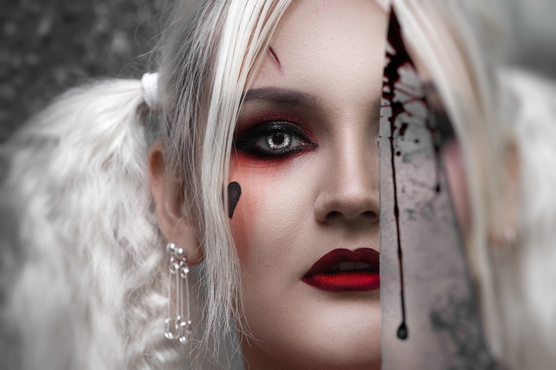 fashion, fashion model, lipstick, women, human face, portrait, eyes, evil, woman, beautiful, harley quinn, beautiful woman, investigation, person, young