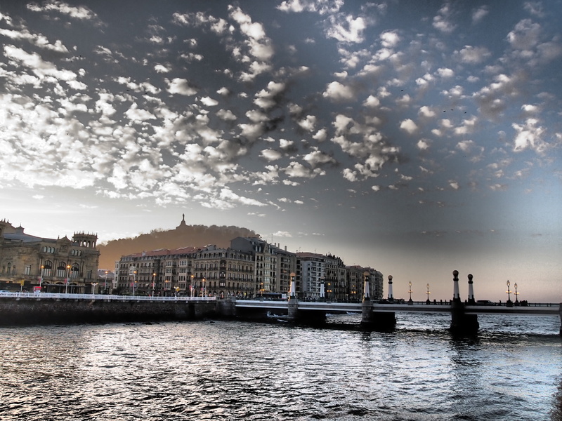 water, cityscape, outdoors, empty country, building exterior, san sebastian, architecture, sky, harbor, built structure, nature, waterfront, sea, 4K, cloud - sky