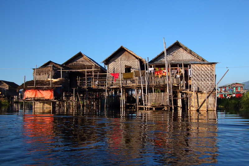 residential district, wood - material, no people, nature, architecture, day, sky, burmese, waterfront, built structure, myanmar, blue, building, floating village
