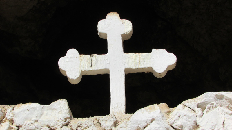 tombstone, belief, no people, crucifix, black background, place of worship, chapel, spirituality, symbol, jesus Christ, Cave, cross Shape, ayii saranta
