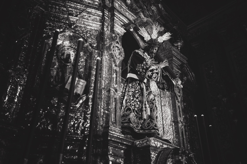religion, day, grayscale, temple, sculpture, black and white, 5K, ornate, decoration, crucifixion, holy, place of worship, close-up, church, built structure