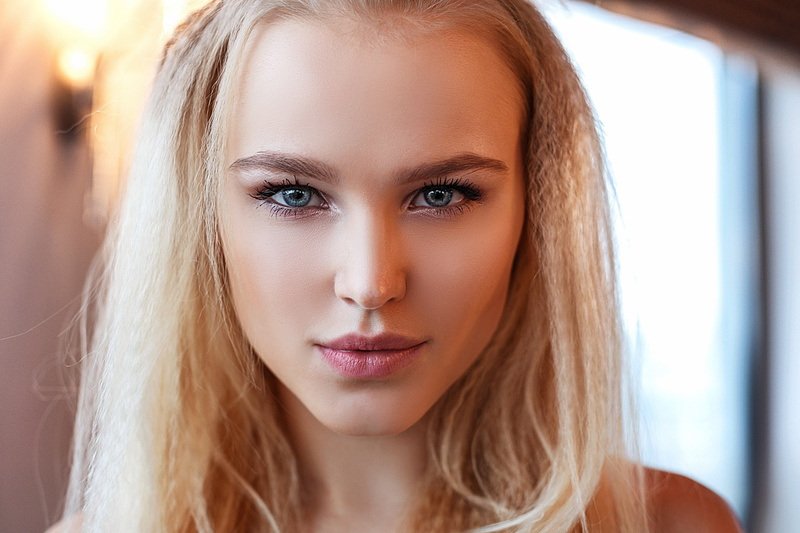 Alena Emelyanova, blonde, model, women indoors, Alla Emelyanova, women, portrait, makeup, 2K