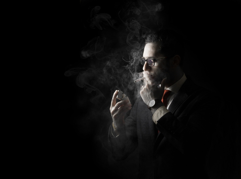 s, business, social issues, black background, 4K, dark, men, Black and White, smoking issues, studio shot, one person, smoke - physical structure, smoking - activity