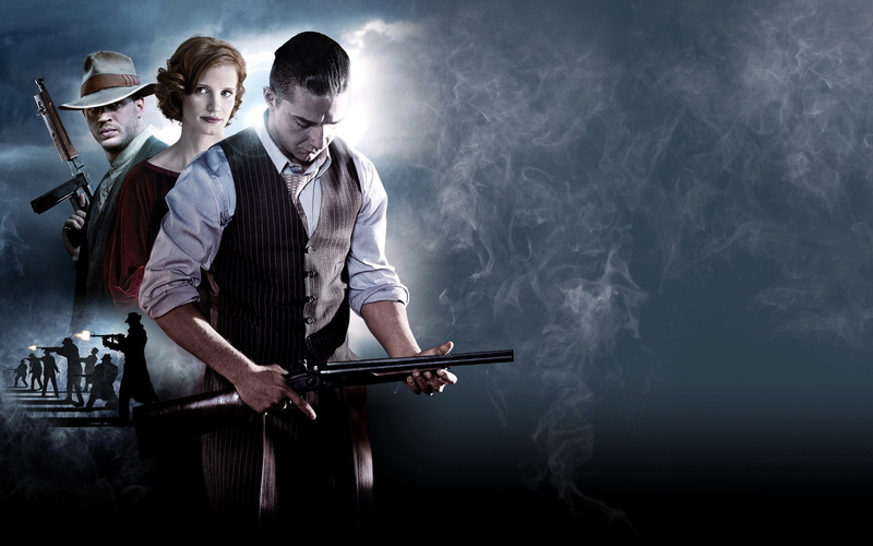 The most drunk district in the world, Lawless, background, 1080P, Jessica Chastain, shootout, crime, hat, machine, the gun, weapons, poster, silhouettes