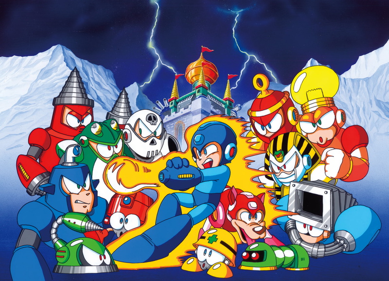 Skull Man (Mega Man), Mega Man, Ring Man (Mega Man), Dive Man (Mega Man), Rush (Mega Man), Bright Man (Mega Man), Toad Man (Mega Man), Pharaoh Man (Mega Man)