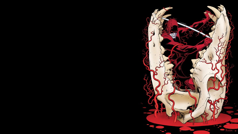 daredevil, 1080P, cartoon/comic, skull, black, hd