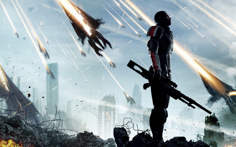 man, Effect, 2K, character, sniper, anime, rifle, carrying, Mass, Game, 2012