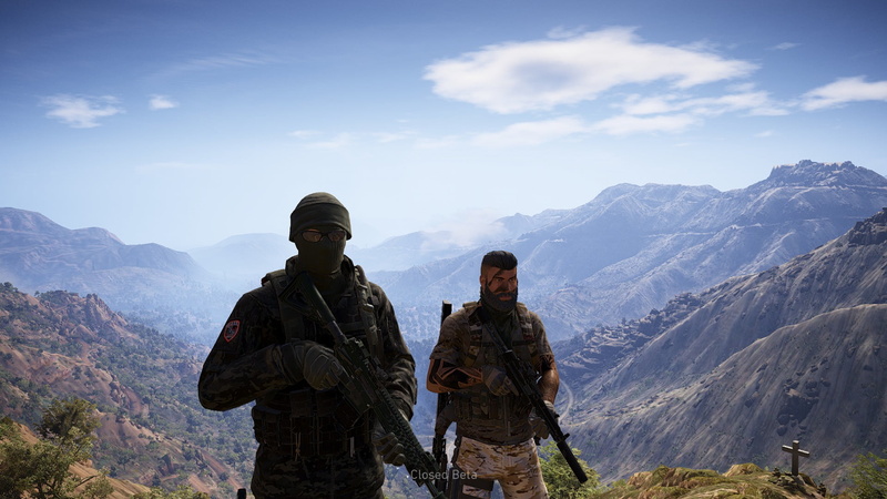 mountain range, sky, idyllic, mountain, leisure activity, cloud - sky, standing, real people, Tom Clancys Ghost Recon: Wildlands, activity, three quarter length