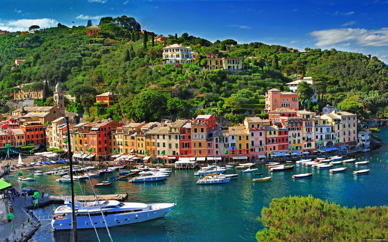 sea, port, portofino, 1080P, bay, summer, italy