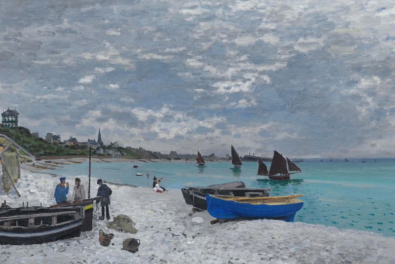 landscape, picture, 1080P, Claude Monet, boat, The beach at Sainte-Adresse, sail