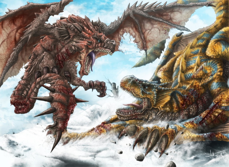 sculpture, day, Video Game, outdoors, art and craft, nature, Monster Hunter Freedom Unite, statue, creativity, red, representation, cloud - sky, Rathalos (Monster Hunter)