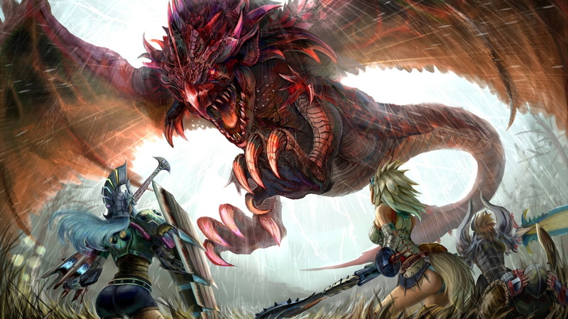 knights, games, Video Games, hunter, x, monster, hd, video, dragons, fantasy, rathalos, 1080P, art
