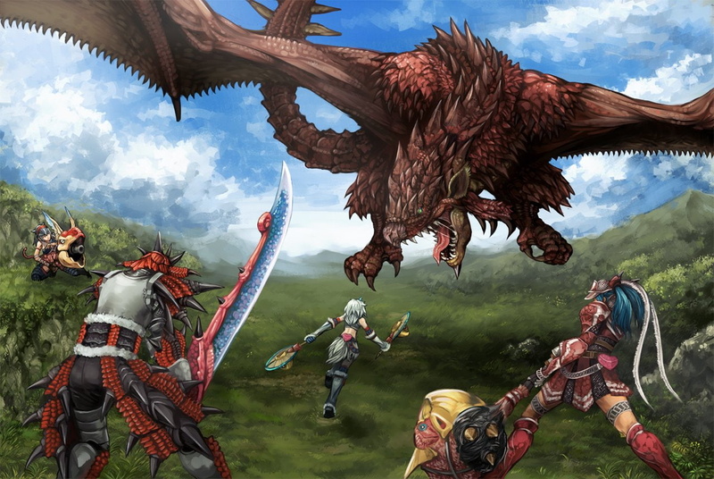  red, digital, Monster Hunter, Rathalos (Monster Hunter), Video Game, 720P, dragon