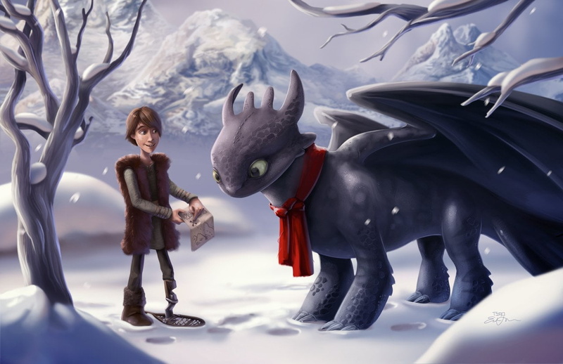 representation, young adult, Winter, tree, warm clothing, women, Toothless (How to Train Your Dragon), How To Train Your Dragon, nature, mammal, one person