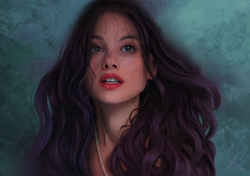 Painting, Face, Woman, Astrid Bergès-Frisbey, 1080P, Brunette, Artistic, Girl
