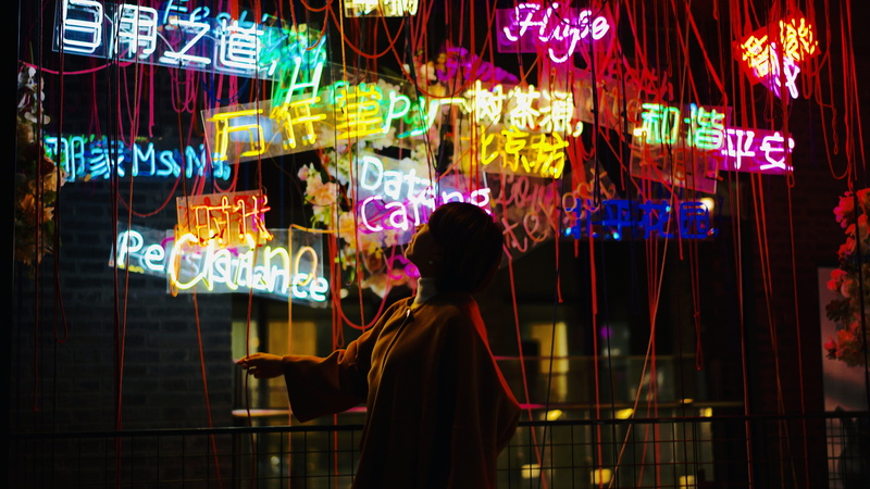 5K, club, women, display, profile view, human, casual clothing, person, leisure activity, real people, glowing, night, night club, led, outdoors, standing