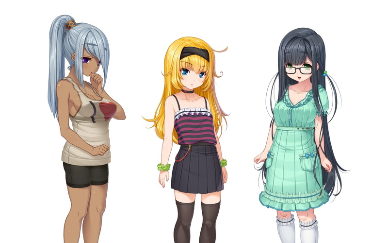 hair, flat, kakeru, kirin, blonde, glasses, 1080P, ponytail, original, dress, tagme, blush, chest