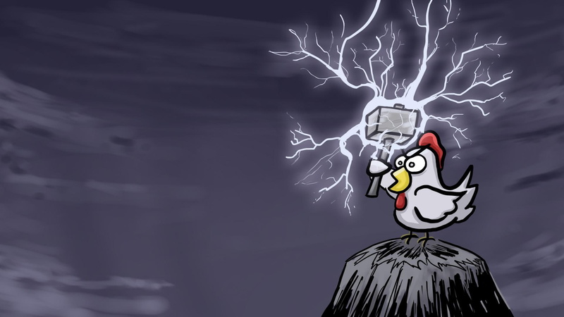 chickens, cartoons, quality, thor, 1080P, hills, hammer, high, lightning, picture