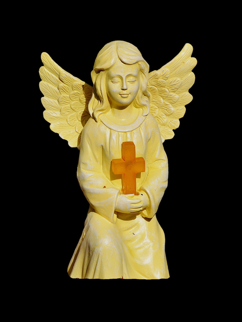 spirituality, studio shot, rock carving, statue, yellow, belief, art and craft, gold colored, human representation, artwork, grave, religion, art, sculpture