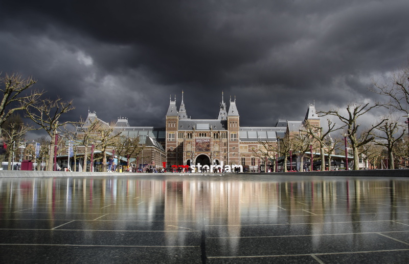 iamsterdam, landmark, cloud - sky, weather, architecture, historical, dutch, long exposure, travel, museum, sun, culture, water, reflection, sky, dark