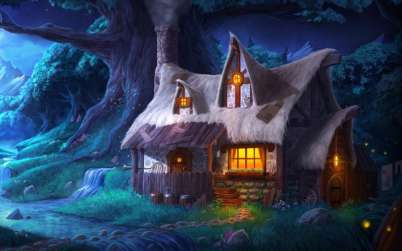 Artistic, 1080P, Trine, Tree, House, Forest, Trine 2, Fantasy, Night