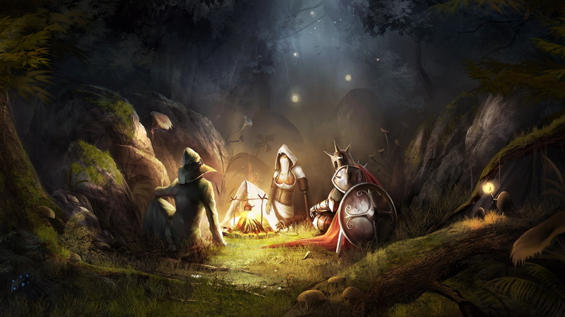 people, livestock, illuminated, plant, nature, animal wildlife, trine 2 fantasy art, herbivorous, transportation, 1080P, outdoors, night, cart, mammal