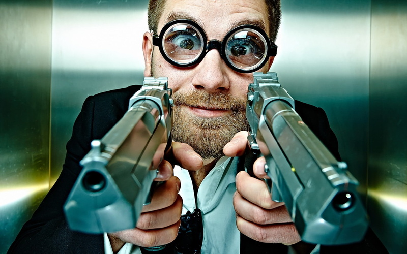 things, pistol, holding, headshot, People, funny, 1080P, indoors, weapons, handguns, looking at camera, mid adult men, mature men, one person, looking
