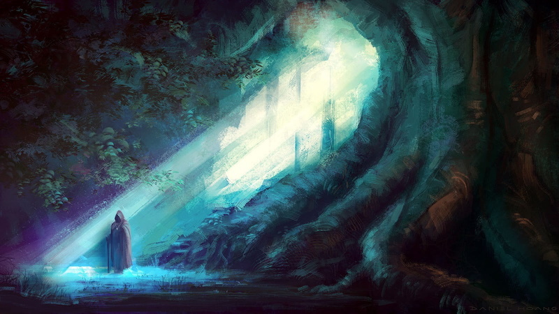 night, nature, cave, painting, forest, fantasy, wearing, lifestyles, black, illuminated, person, real people, digital composite, light - natural phenomenon