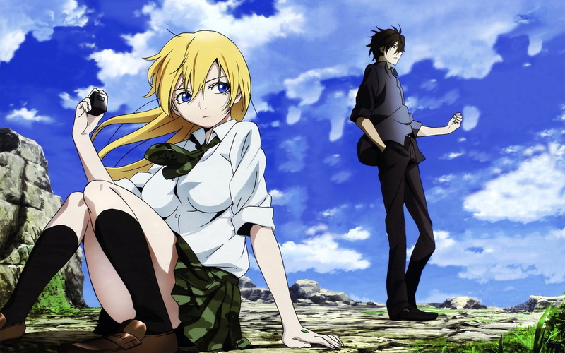 1080P, clouds, ruin, Himiko, Btooom!, sky, Sakamoto