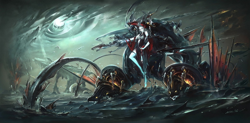 sea monsters, sea, artwork, 1080P, fish, fantasy art