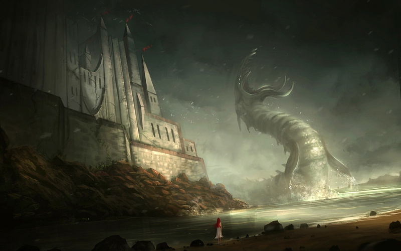 fantasy art, digital art, 2K, sea monsters
