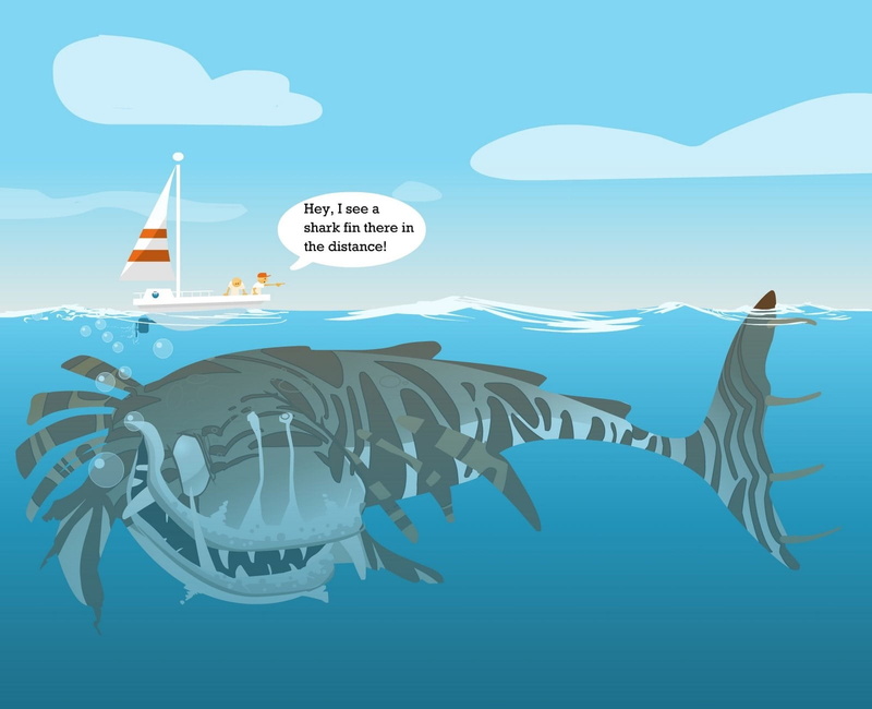 humor, dangerous, fish, decor, white, drawing, animal wildlife, nature, water, animals in the wild, minimalism, vertebrate, wooden, animal, sky, blue, animal themes