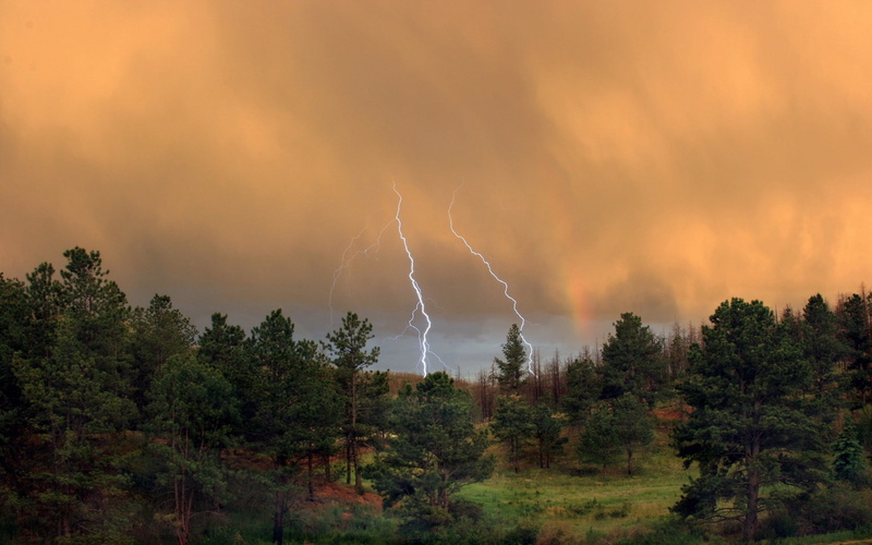 no People, elements, dramatic sky, rain, lightning, burning, green, scenics, weather, power, fire - Natural Phenomenon, scenics - nature, landscape, cloudscape