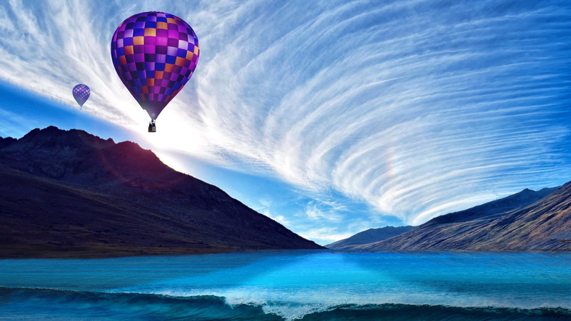 tornado, 4K, nature, air balloon, wave, daytime, hot air ballooning, landscape, hot air balloon