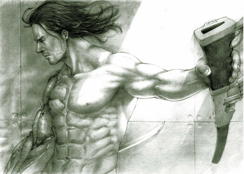 futon, navel, action, rodrigues, sci-fi, warrior, futuristic, samuel, sword, cyborg, 720P, katana, weapon, saru, fighting, revengeance, monochrome, short