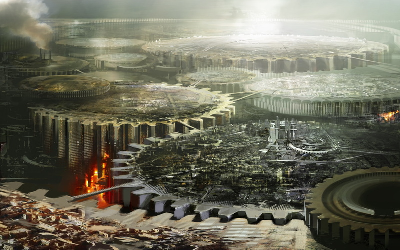 buildings, art, mech, architecture, flames, Screws, sci, fi, science, artistic, underground, tech, fiction, 1080P, Wheels, detail, Cogs, Steampunk, gears