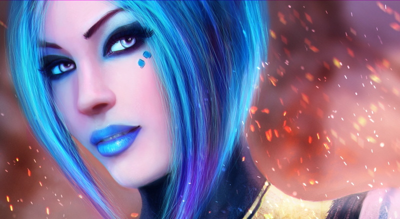nightlife, blue, human face, siren, studio shot, Games, borderlands, women, young adult, s, make-up, one person, Other Games, beautiful people