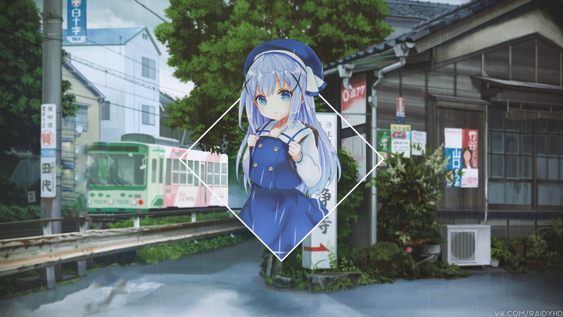 picture-in-picture, 4K, anime girls, Kafuu Chino, anime